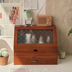 収納ボックス 木製 扉付き 幅32cm 引出し付き メイク収納 化粧品収納 小物収納 収納棚 おしゃれ 北欧