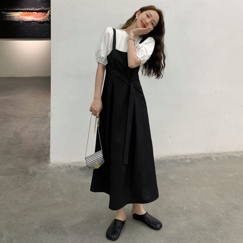 サマースカート ドレス スタイルロングブラック 夏物 1号婦人72998919317