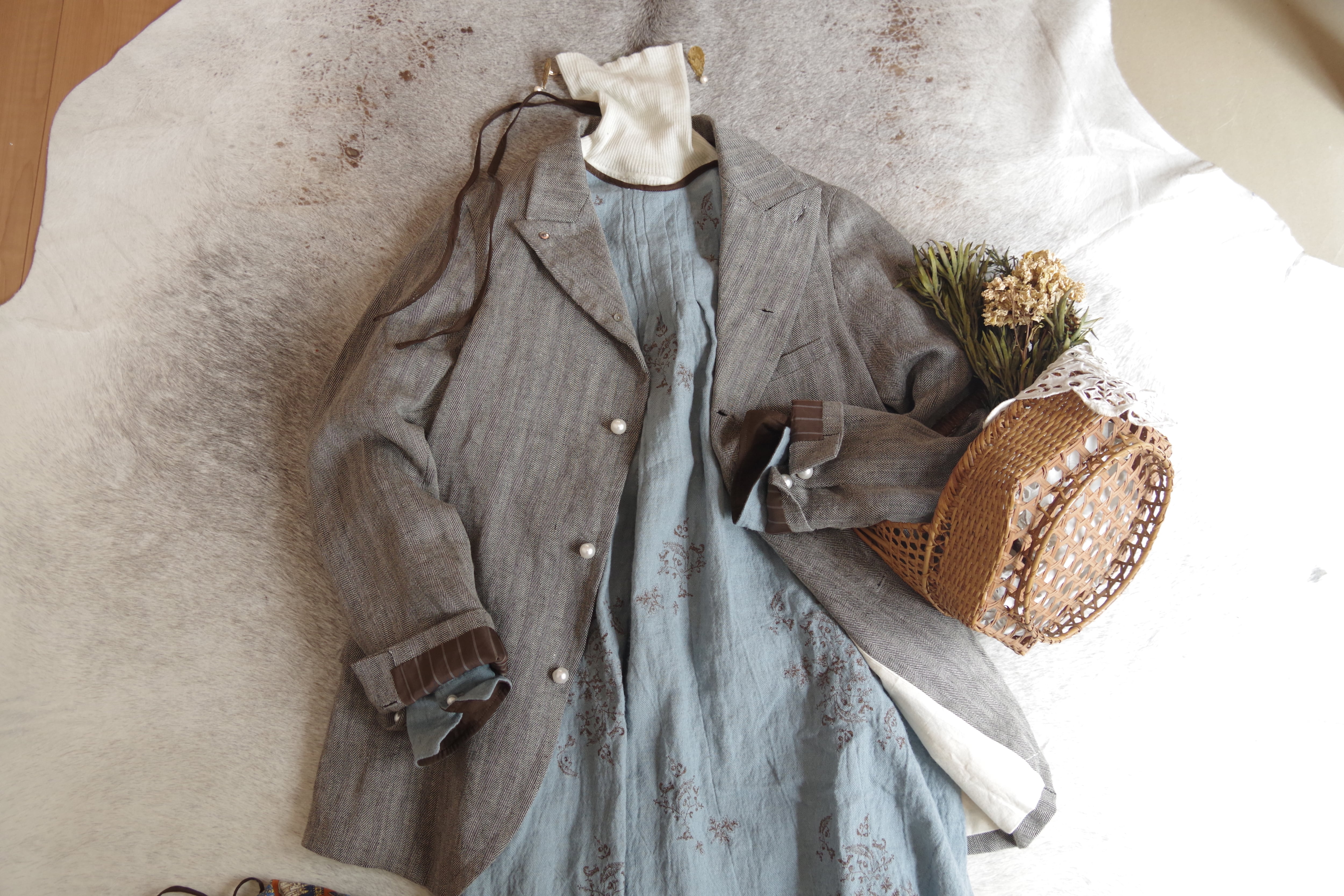 リネンヘリンボーンツイードジャケット【総裏仕立て】 | sandext