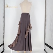 社交ダンス 衣装 スカート ブラウン系 グレイ系 チャコット Chacott レッスン 練習 レッスンウェア 練習着 チュール フリル 華やか 大人っぽい フレアスカート かわいい おしゃれ 上品 フェミニン おしゃれな デザイン 薄手 柔らかい ストレッチ アイテム ダンスウェア ファッション スカートスタイル シンプル シック