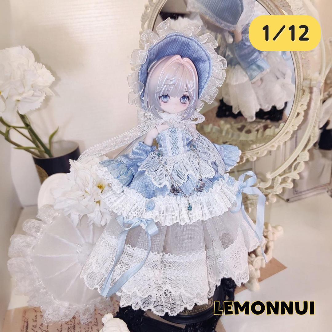 ブラインドドール アウトフィット ドール服 ドレス レース 1/12-E186