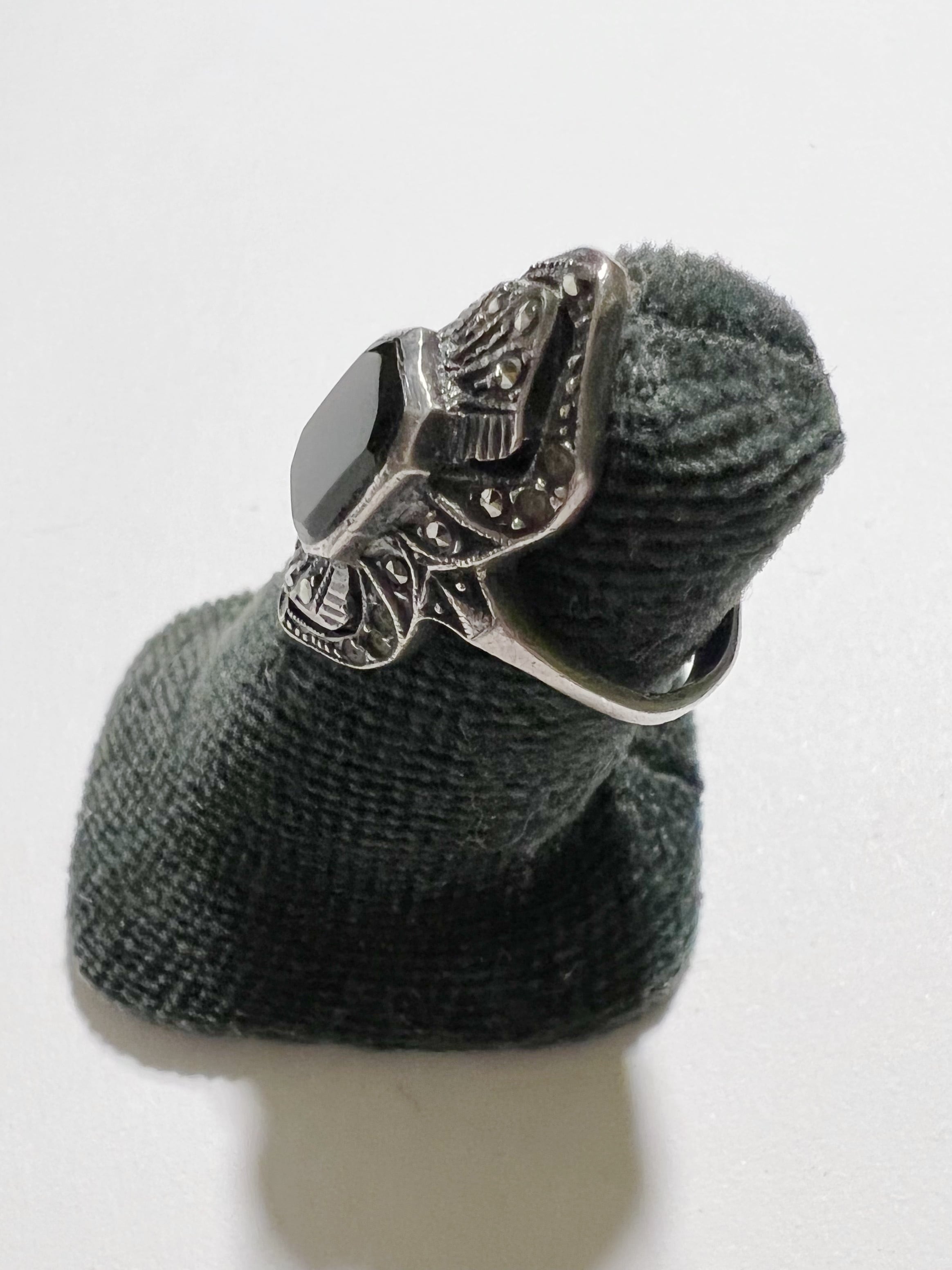 11号】Vintage 925 silver × onix ring ( ヴィンテージ シルバー