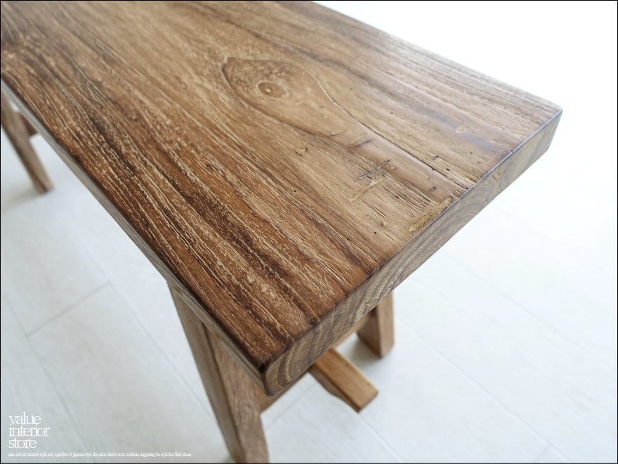 オールドチーク無垢材ベンチ UF14 長椅子 古材家具 一枚板 総無垢