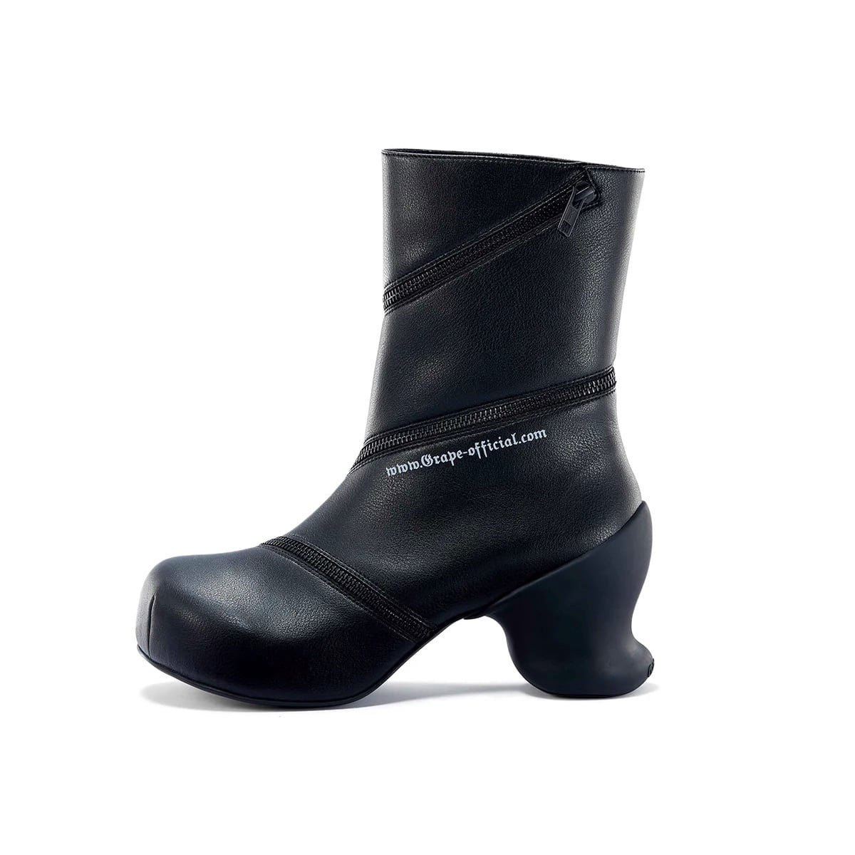 GRAPE】Spiral zipper boots Black | MINERAL