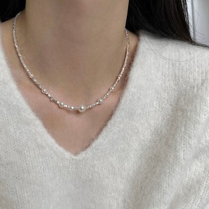 DEMI大人っぽいのパールシルバーネックレス