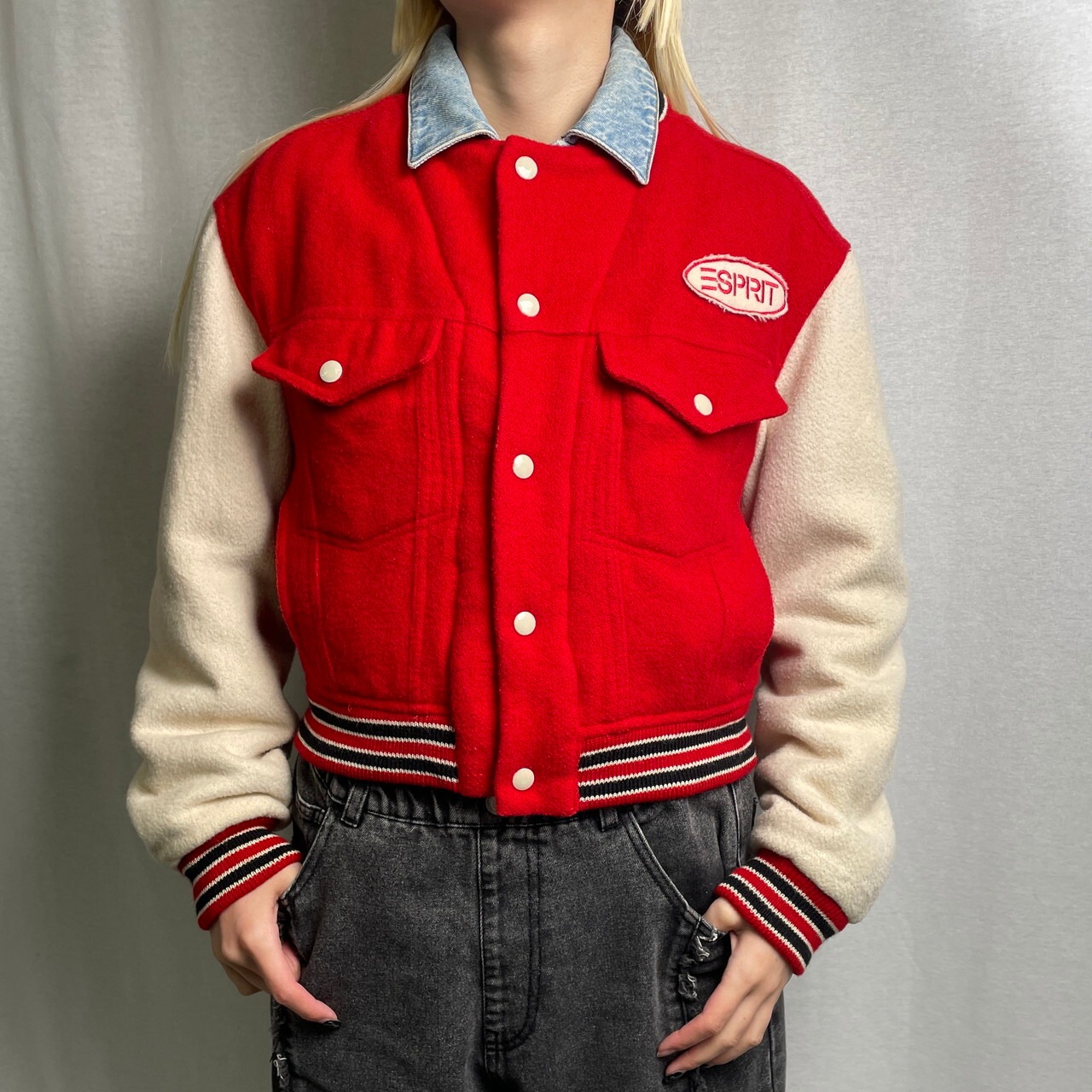 90年代 イタリア製 ESPRIT JEANS エスプリ ロゴワッペン トラッカー 