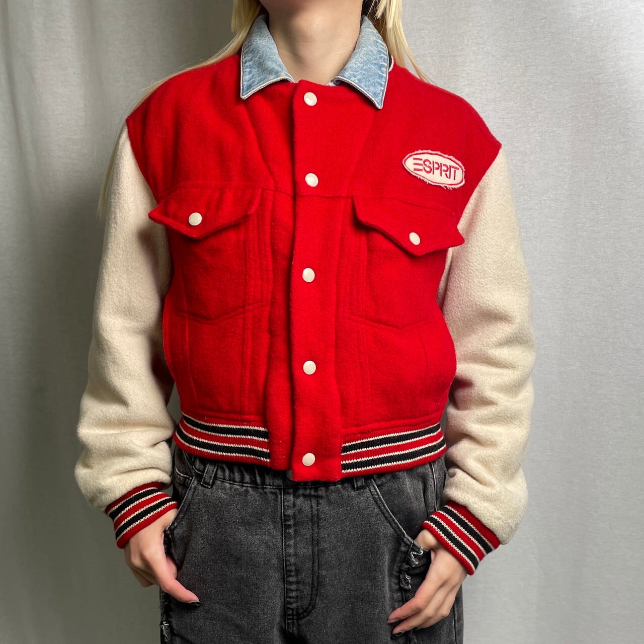 90年代 イタリア製 ESPRIT JEANS エスプリ ロゴワッペン トラッカー 