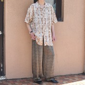 STASY ADAMS pattern ramie open collar shirt