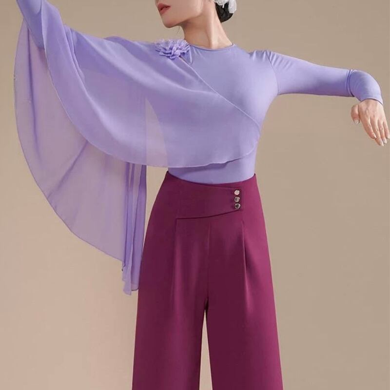 アシンメトリー ドレープ フローラルコサージュ トップス 3col D00635