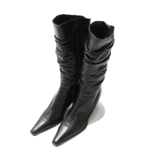 JILSANDER LeatherGatherLongPointedHeelZipBoots