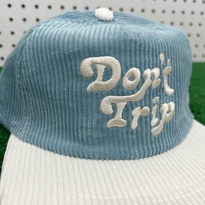Free & Easy | Two Tone Fat Corduroy Snapback Hat | Sky/Bone