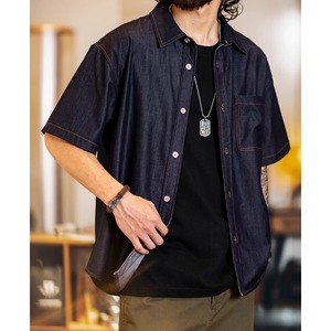 胸ポケット半袖デニムシャツ 10060