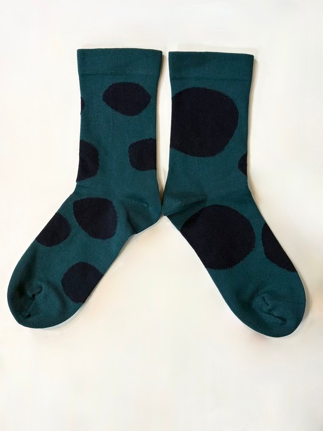 yahae・Organic Cotton Rubber Free Natural Dot Socks・Green　4-4035-22