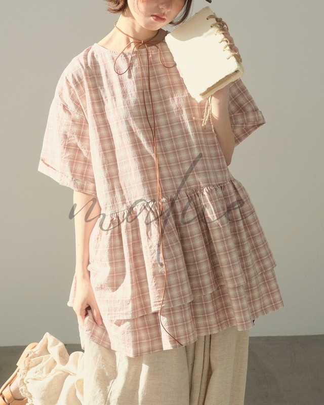 tiered frill peplum blouse 2color M0027