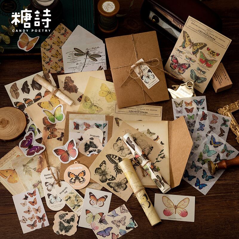 CANDY POETRY糖詩】复古手作集册シリーズ 混合 ステッカー 紙素材