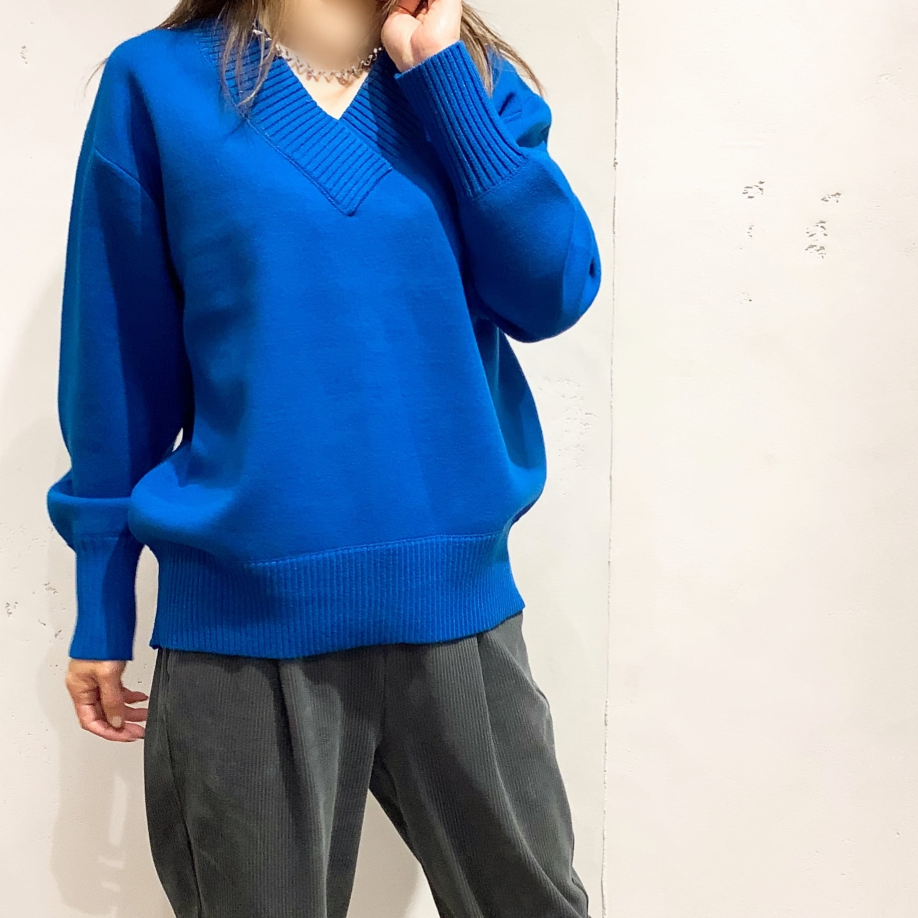 CLOCHE(クロッシェ)】Vネックニットプルオーバー[452-85655 CLOCHE(クロッシェ)】Vネックニットプルオーバー[452-85655