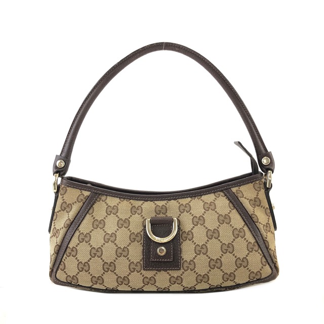 GUCCI グッチ GGキャンバス レザー ホーボー アビー ハンドバッグ ブラウン vintage ヴィンテージ オールド n244fa