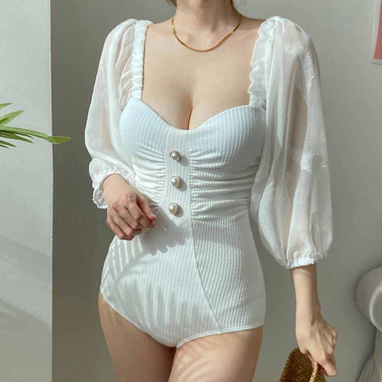 簡単にオシャレを楽しむ 気質 デザインセンス 水着 長袖 新品 温泉 お腹を覆う