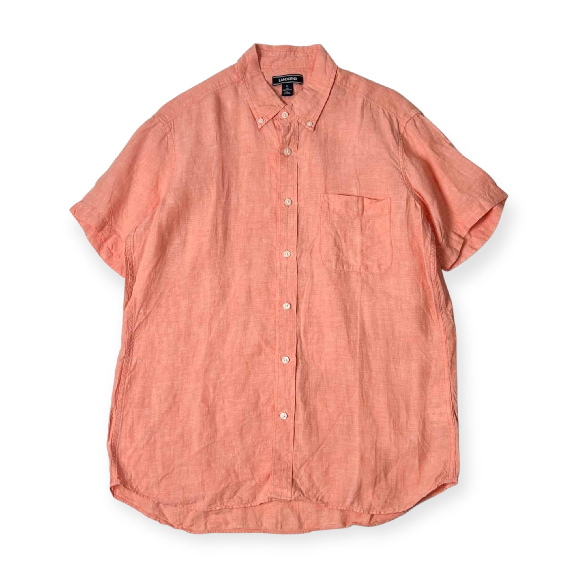 90s ​LANDS' END ランズエンド サーモンピンク 長袖シャツ　L 90s ​LANDS' END ランズエンド サーモンピンク 長袖シャツ L トップス
