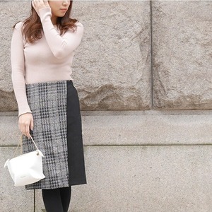 ★即日配送★yumeribonチェックラップタイトスカート(黒×グレー)【公式】