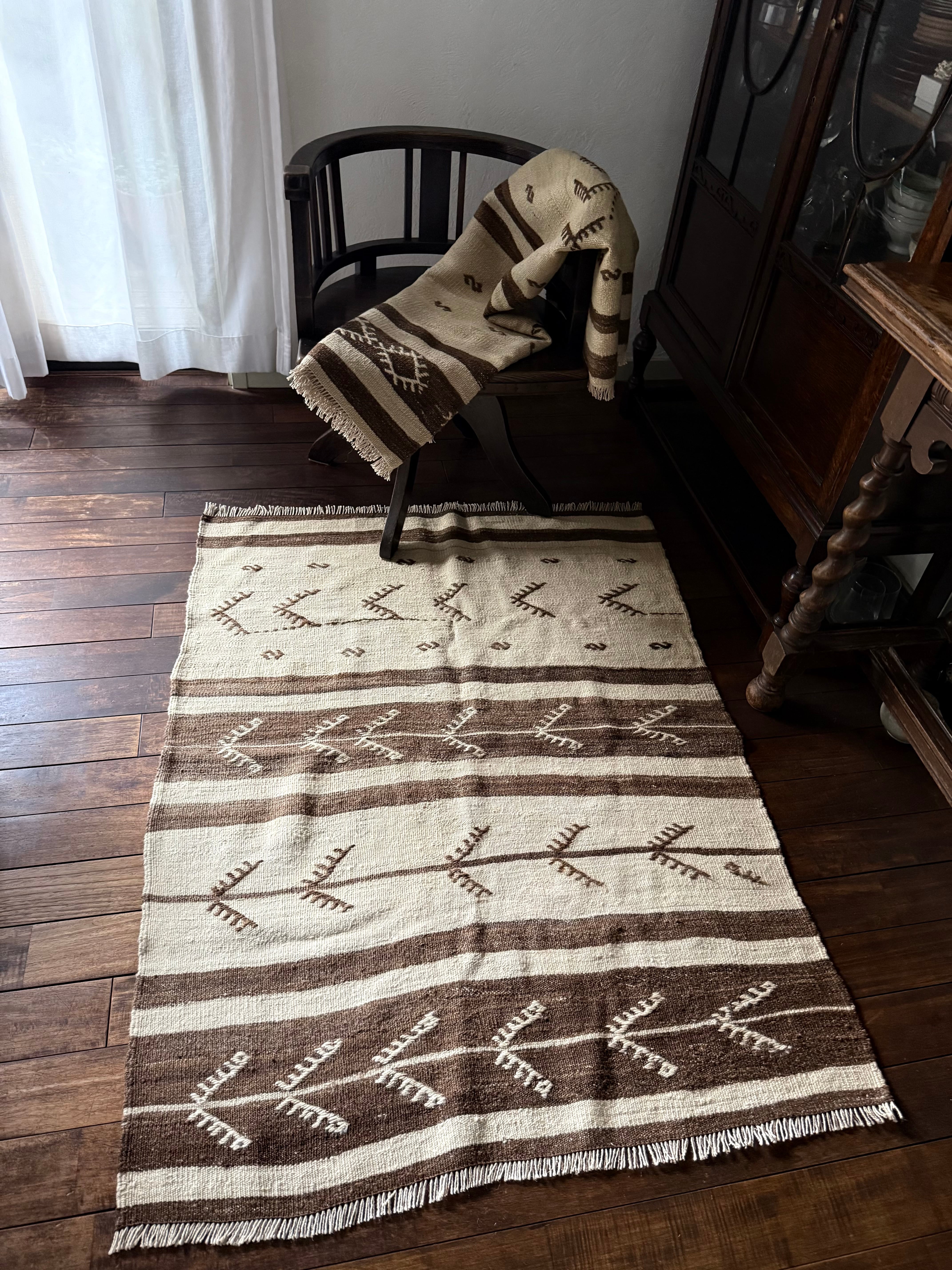 283 Vintage Konya Undyed Kilim ヴィンテージ コンヤ無染色キリム A