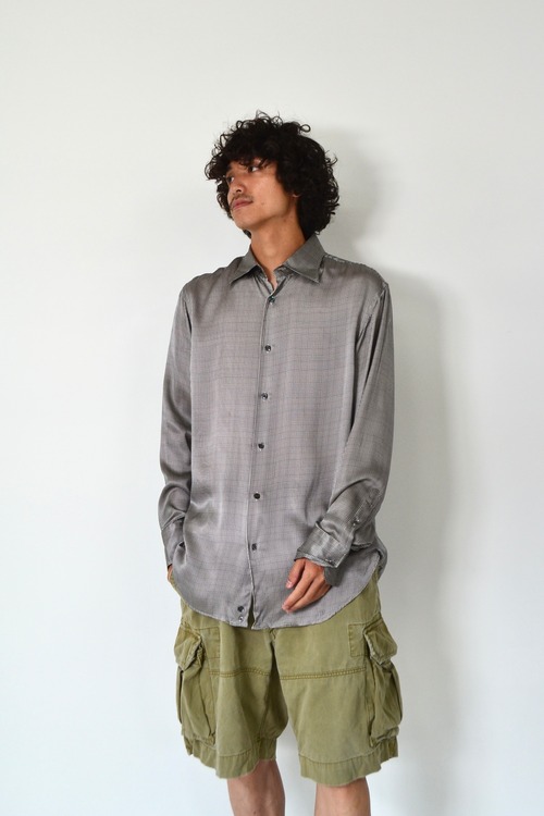 ARMANI check pattern silk  shirt