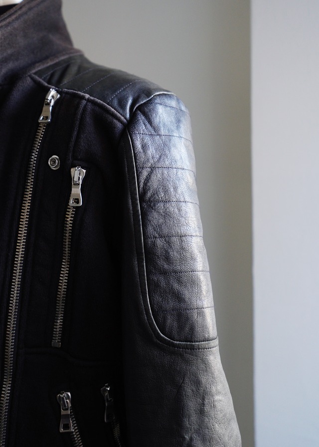 BALMAIN mulch zip switching leather riders jacket