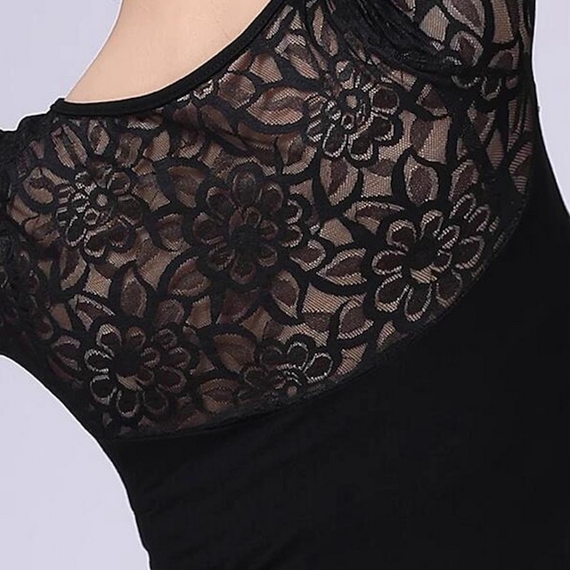 フラワーレースデザイン シースルーショルダー ダンストップス ds0763