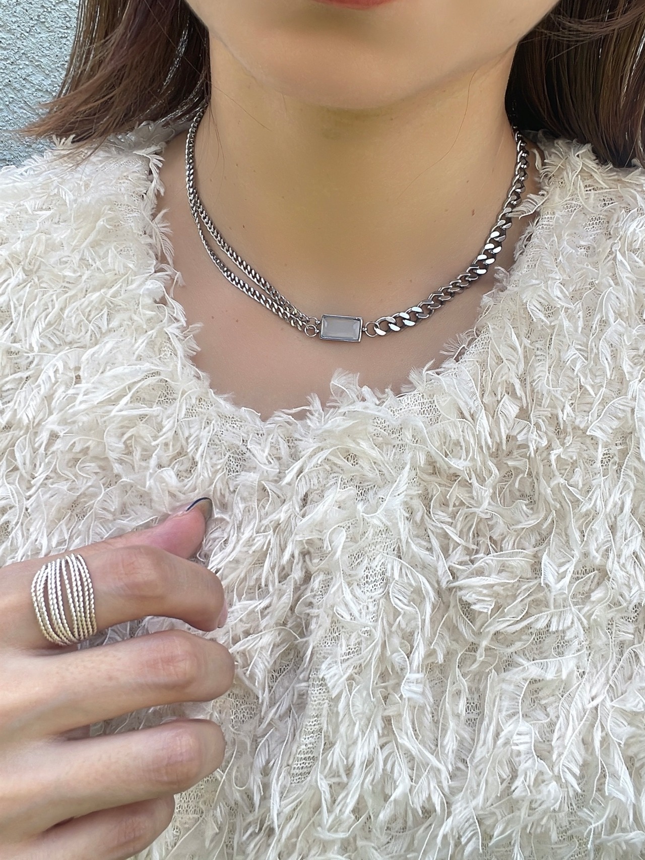 ss black zirconia necklace