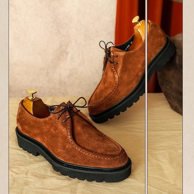 紐付き ローカット プラットフォーム プレーントゥ シューズ 1color SH0112