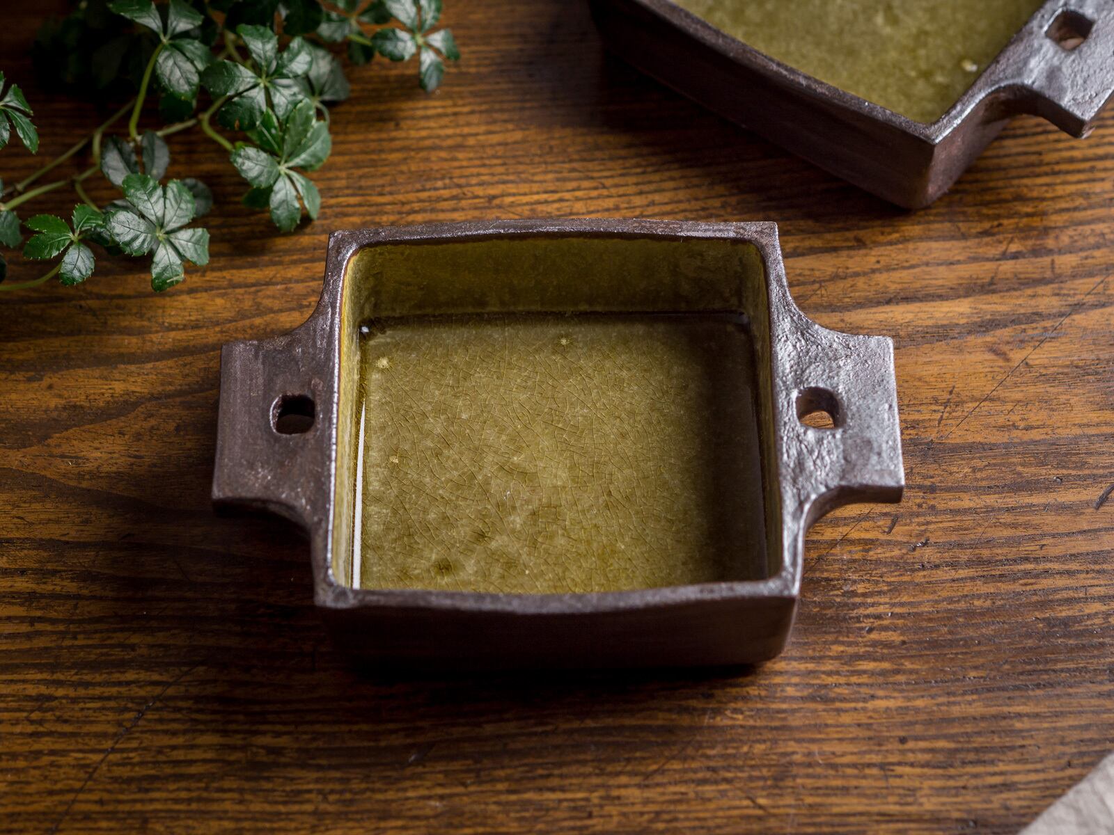 アメ釉 正角 グラタン皿（耐熱皿・角皿・深皿）／吉永哲子