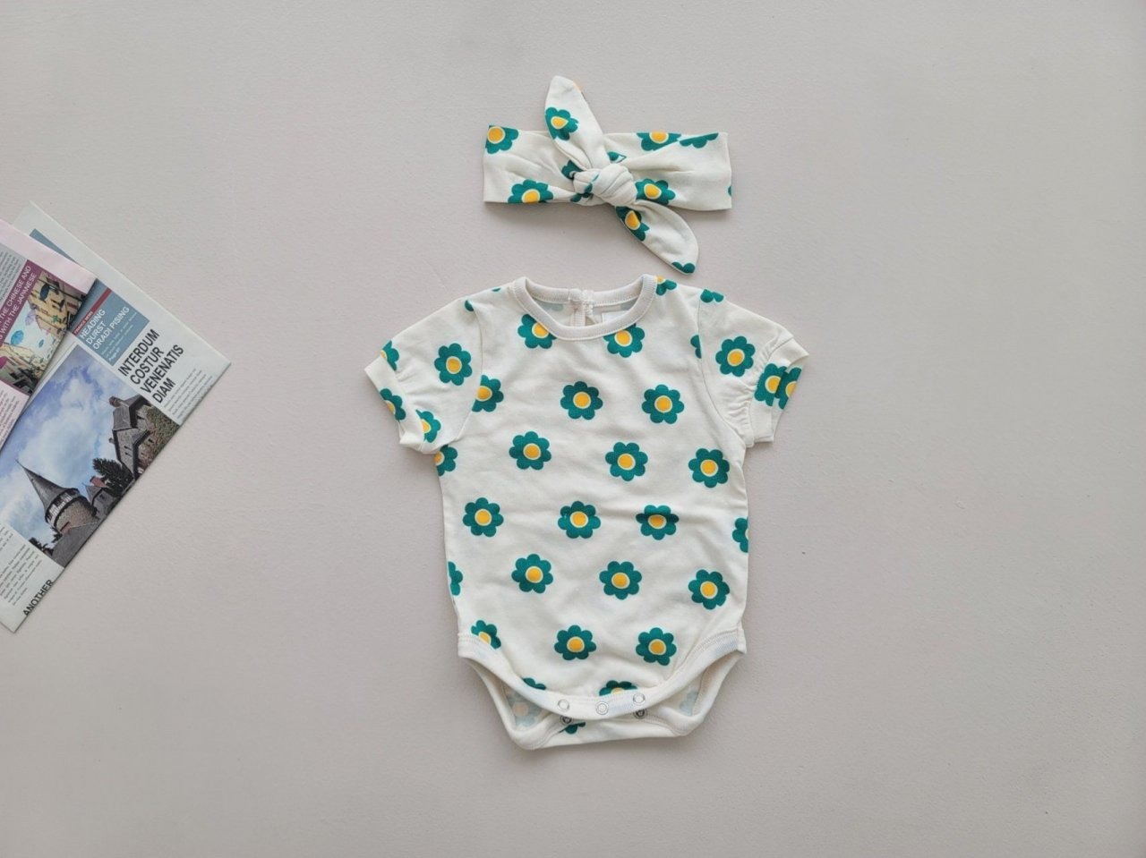 [Moran bebe] Mongmong Flower Bodysuit Set-up / [모란] 몽몽꽃슈트세트