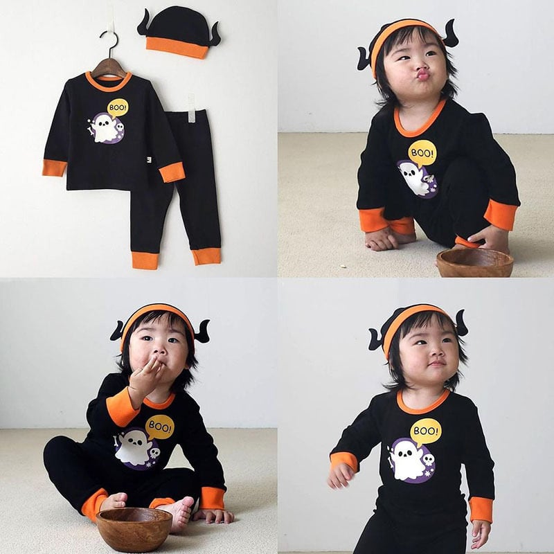 【BABY】ハロウィンゴースト柄&帽子セット