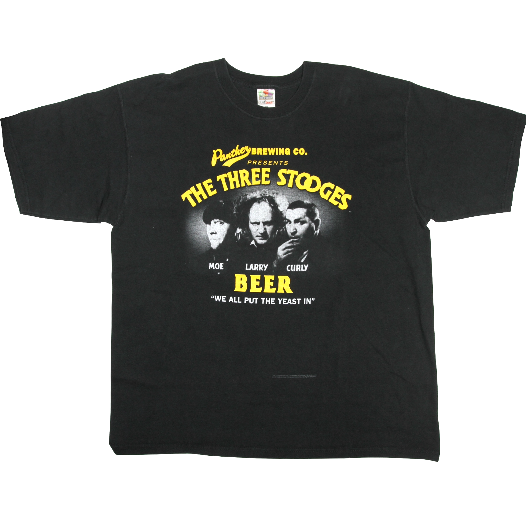 USED【XL】Vintage 90s Movie Panther Brewing Co. The Three Stooges Beer 三ばか大将 ビール Tee / Fruit of the Loom ©️1998