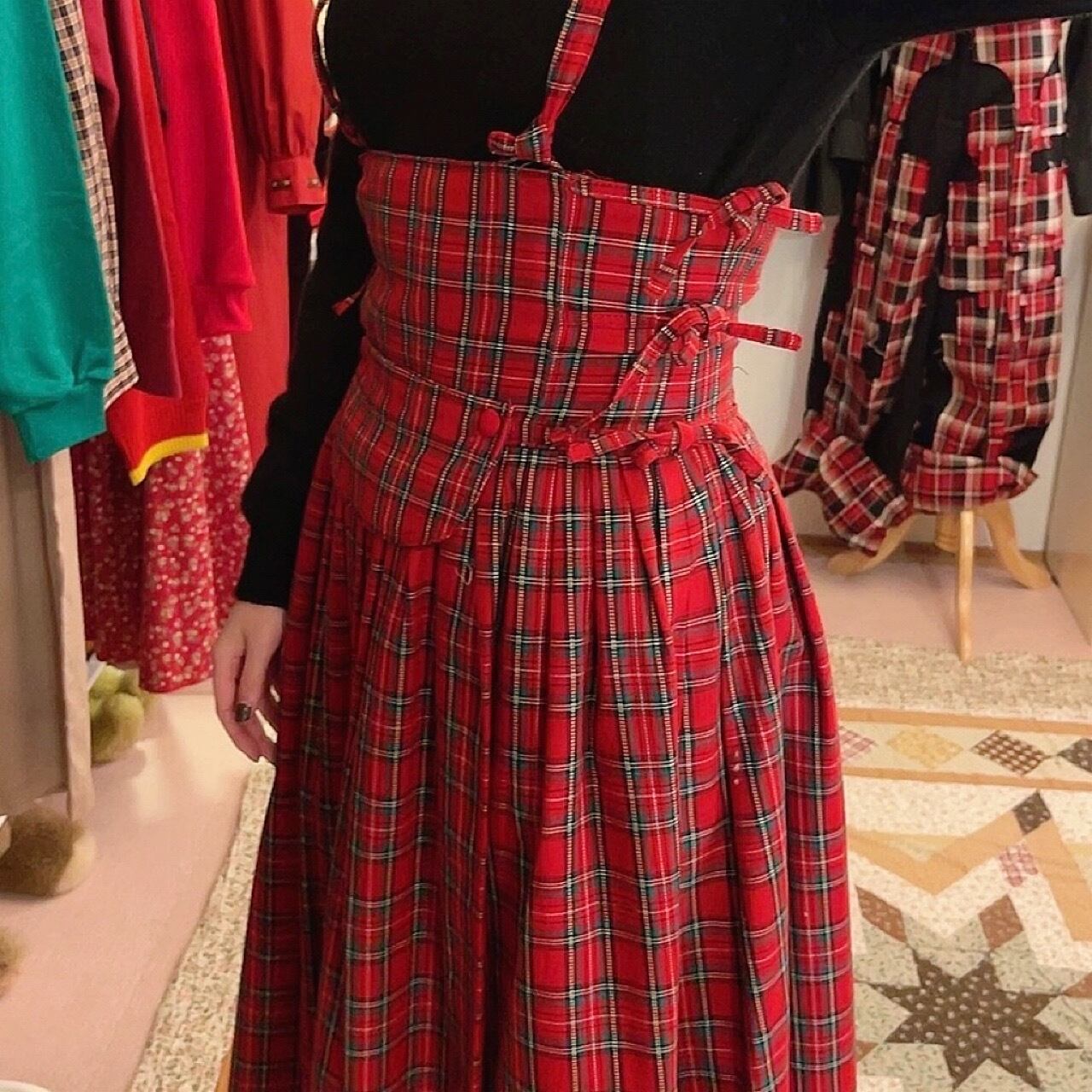 red check ribbon one-piece