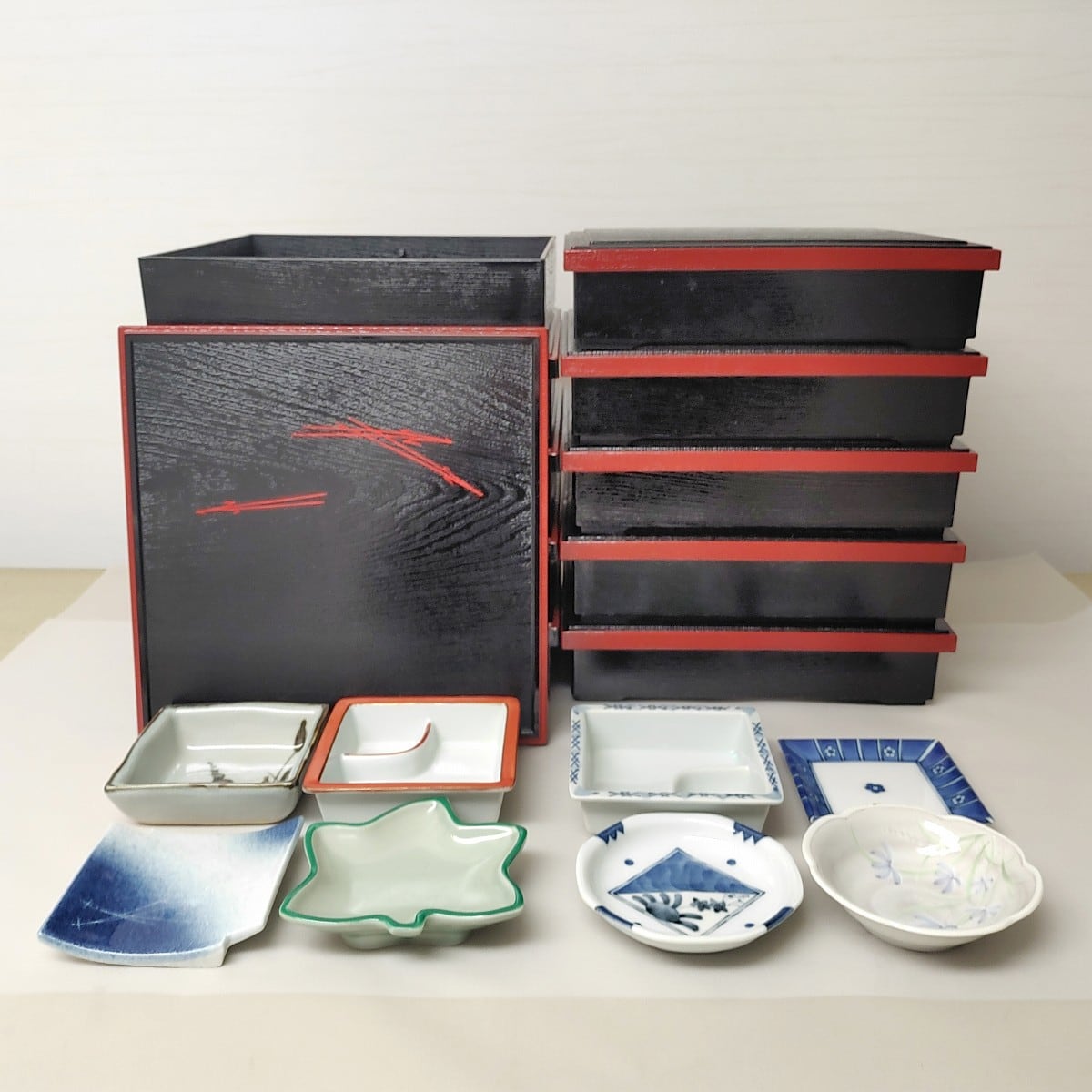 松花堂・弁当箱・小皿付き・10客セット・No.230205-01・梱包サイズ140 