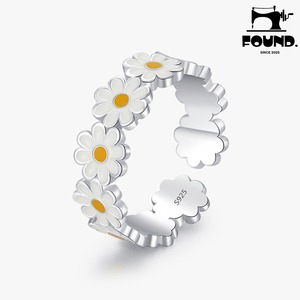 Sterling Silver Enamel Daisy Open Ring(FD405)