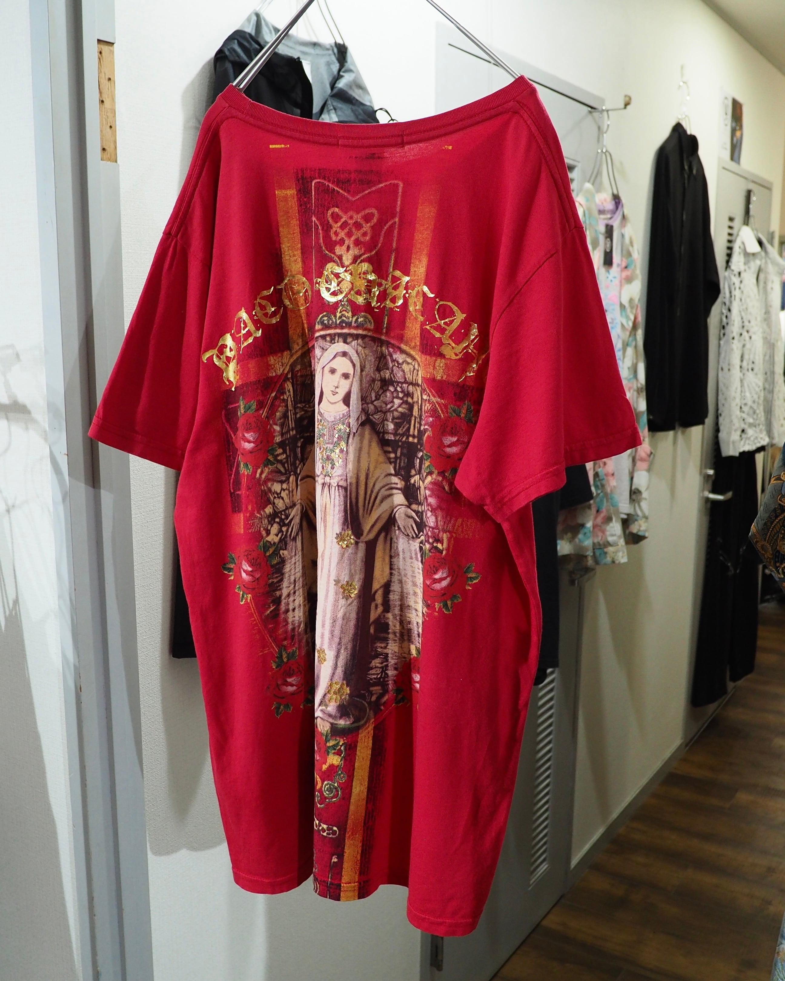 " Christian Audigier ‐ 聖母マリア " Virgin Mary Both sides Printed SS Tee ( Made in USA )
