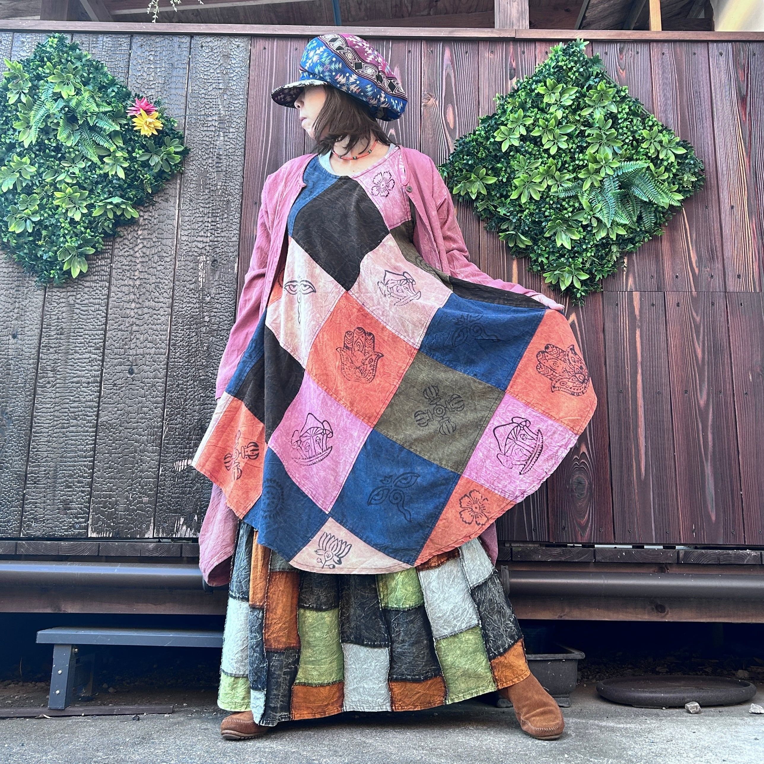 パッチワークAラインチュニック | アジアン雑貨ルチュ