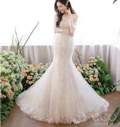 ウエディングドレス ホワイト ソフトチュール マーメイドライン 七分  