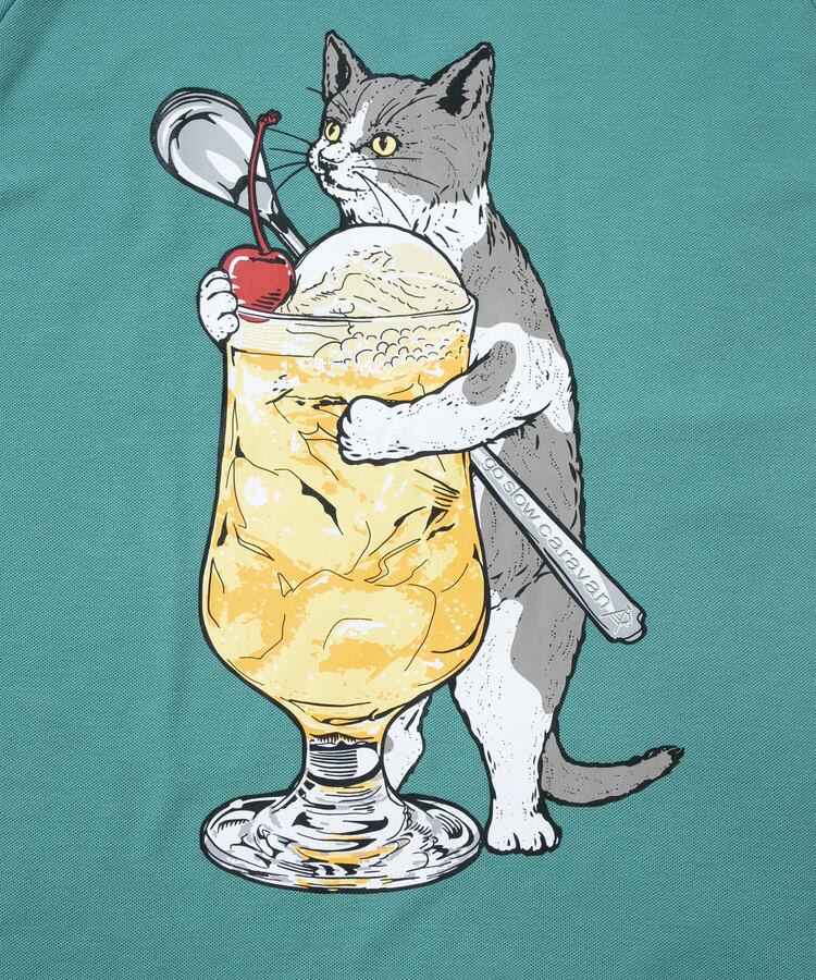 go slowcaravan】Drymix鹿の子 クリームソーダ猫ラグランTEE | shop Luchy