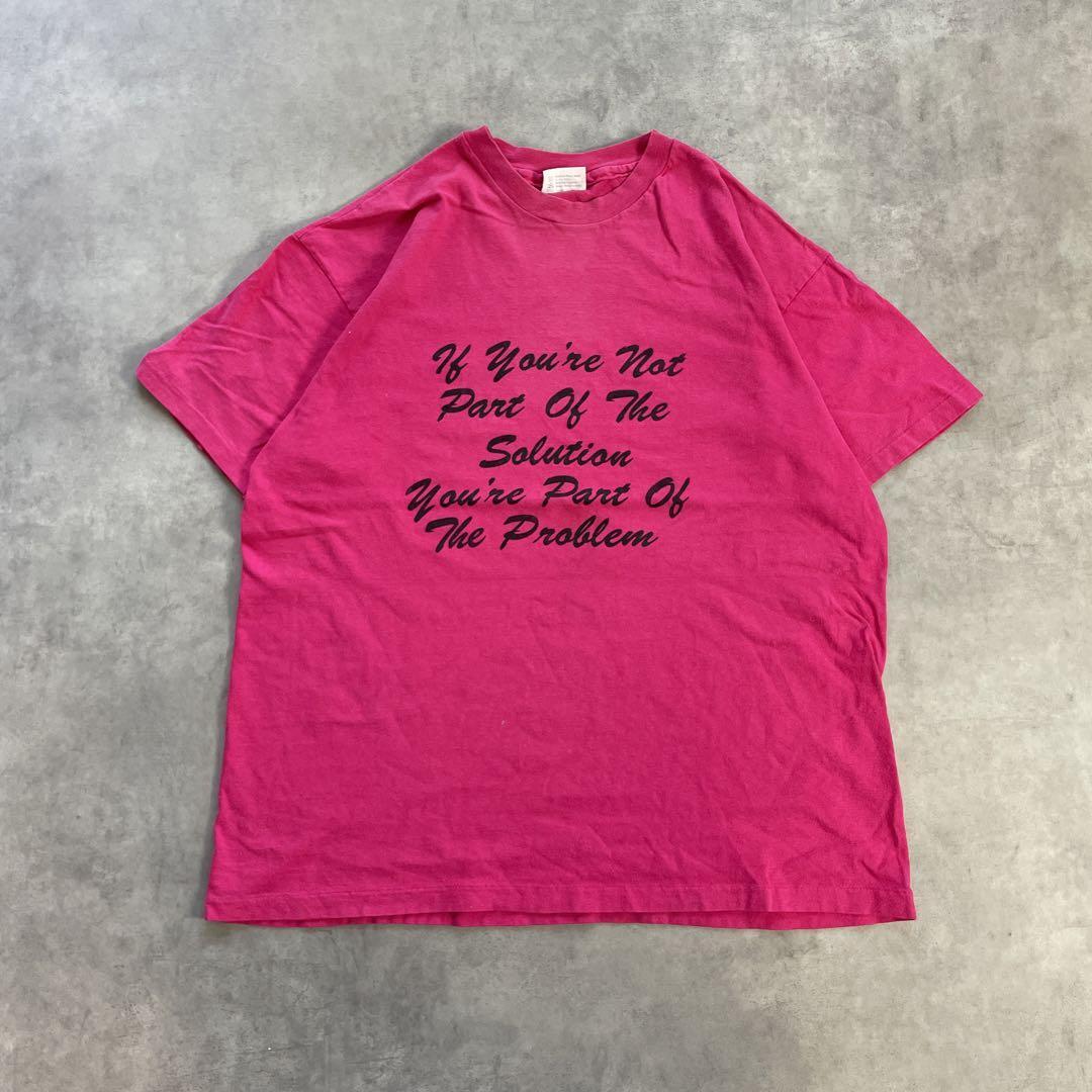90s USA製 メッセージ 文章 ピンク vintage T-shirts