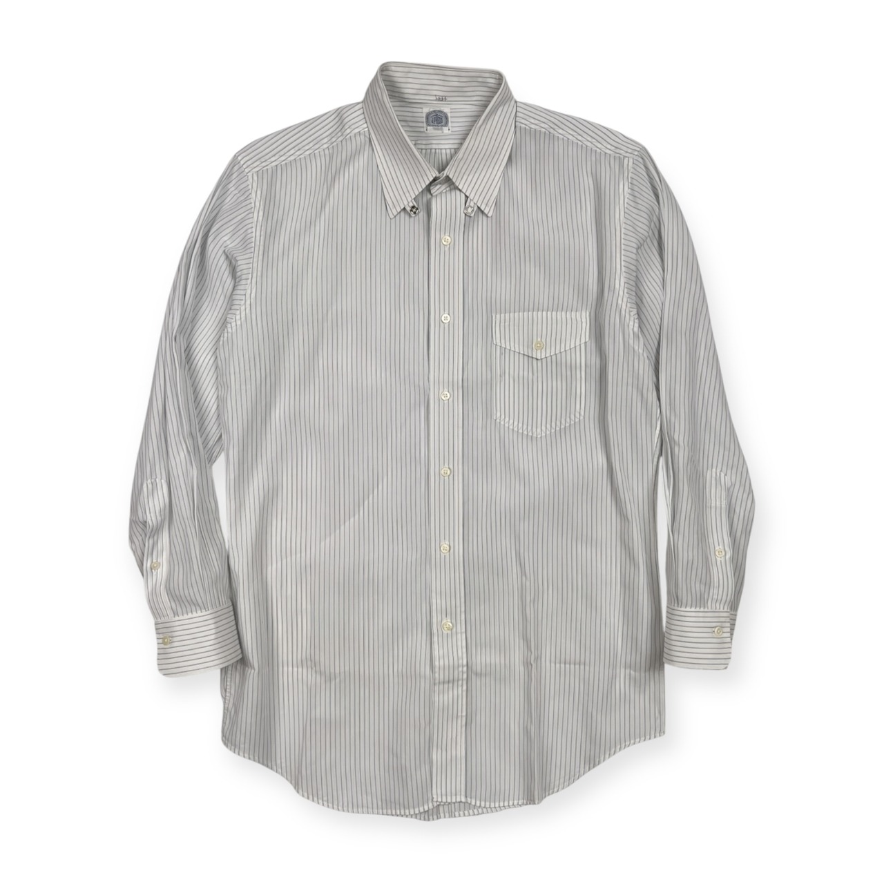 J.PRESS ジェイプレス ストライプ 長袖 ドレスシャツ 42-84 /ポケット付き/ホワイト×ブルー/メンズ