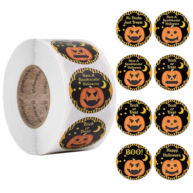 ハロウィン  ジャックオーランタン  丸シール　2.5㎝　500枚