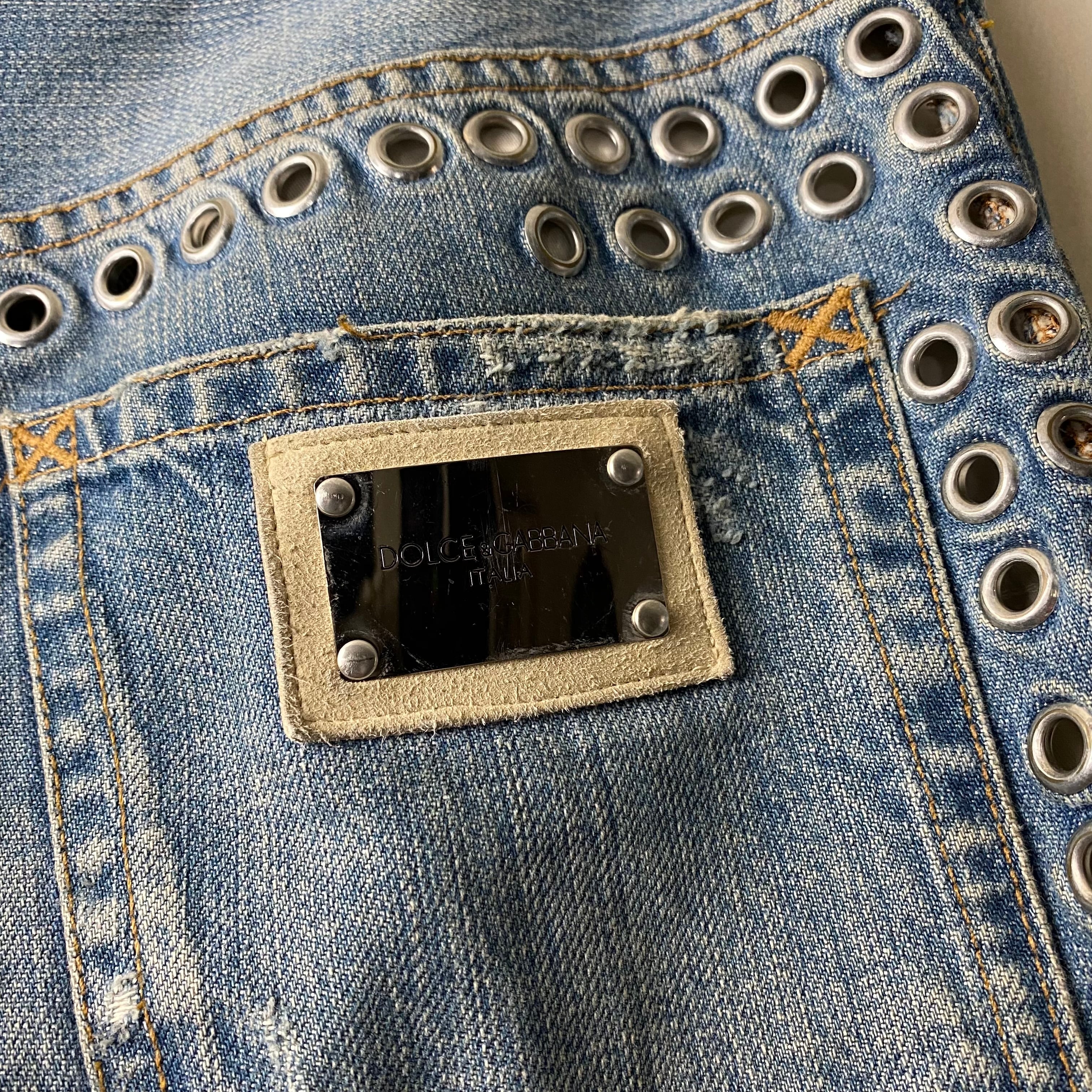 archive DOLCE&GABBANA grommets denim pants | NOIR ONLINE