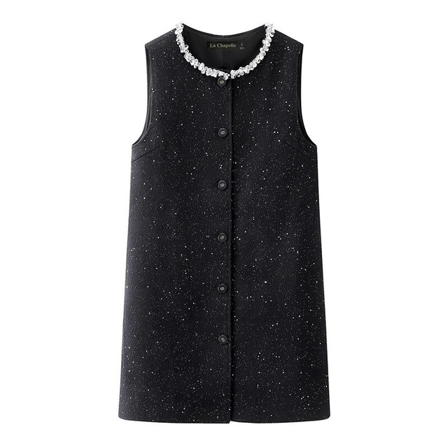 Jewel Collar Tweed Vest　202680176