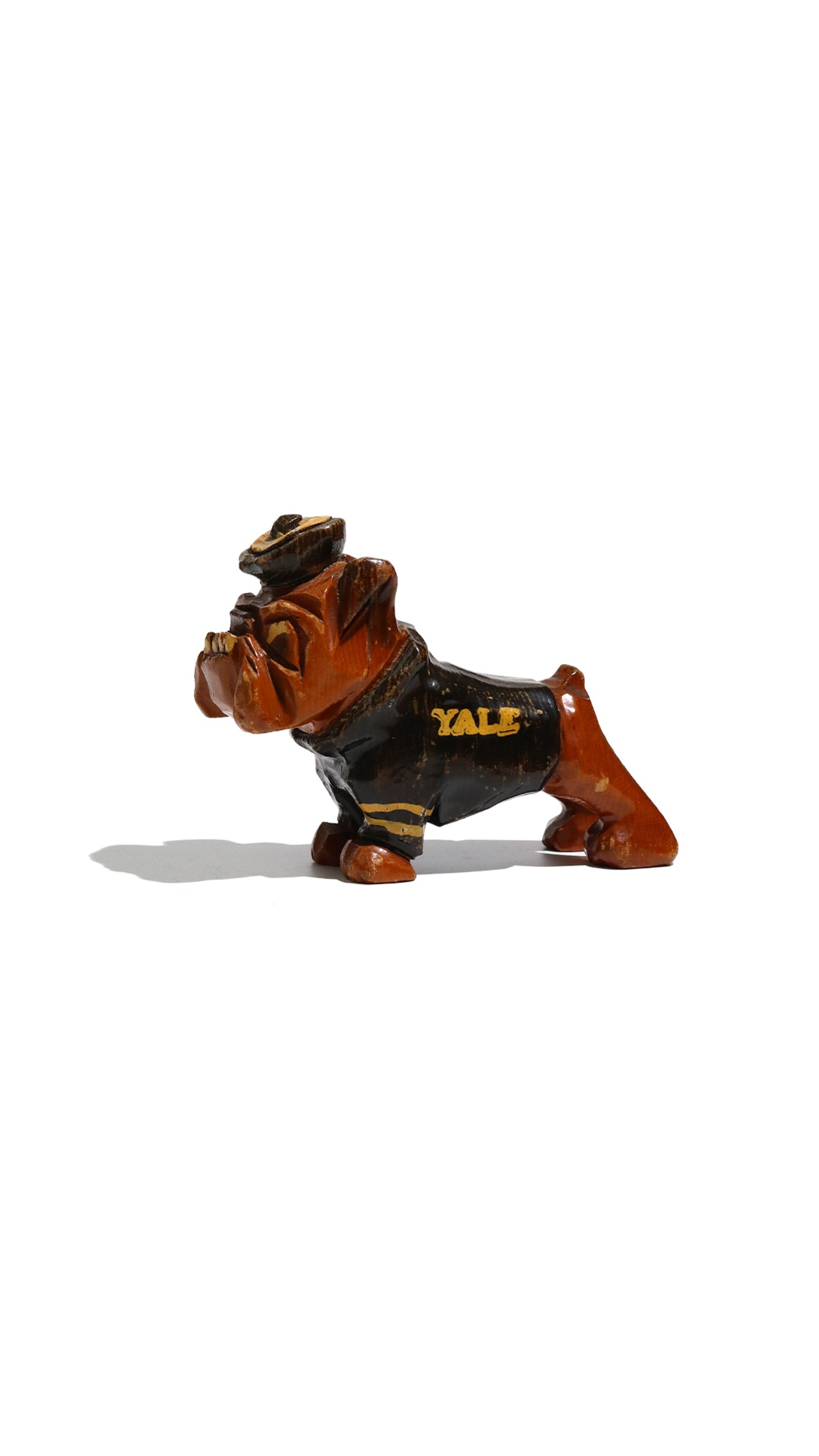 Carter Hoffman “Yale” Bulldog Mascot Wooden Carved Figurine – 1950s