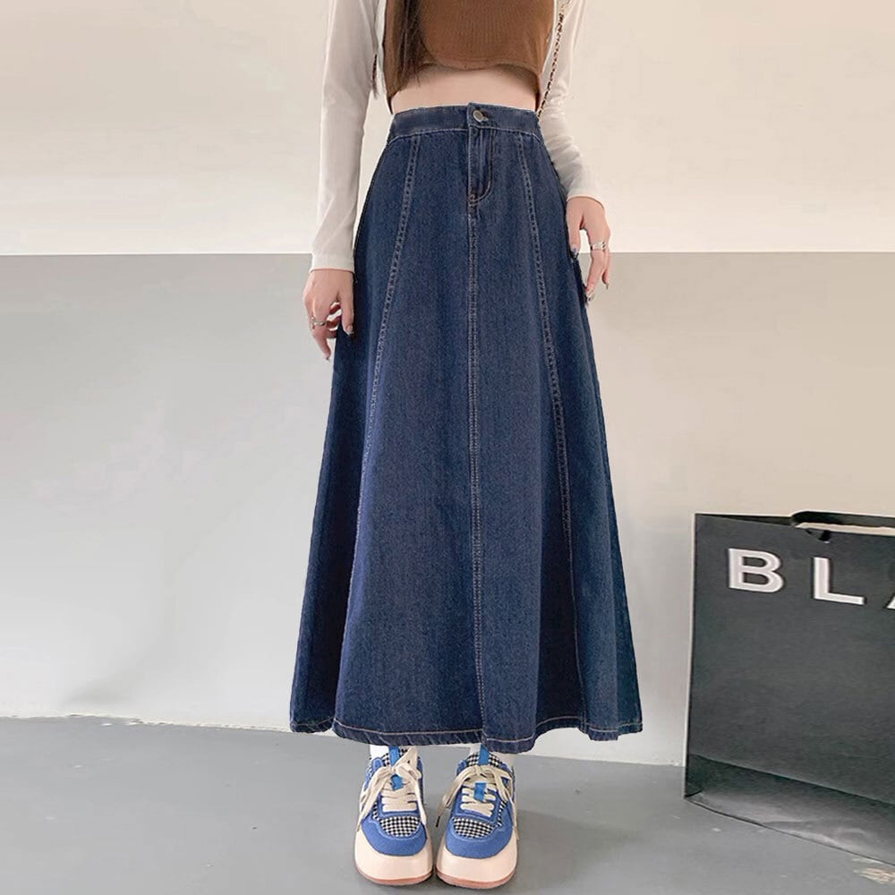 デニム スカート ロング レディース フレア かわいい 大人 きれいめ