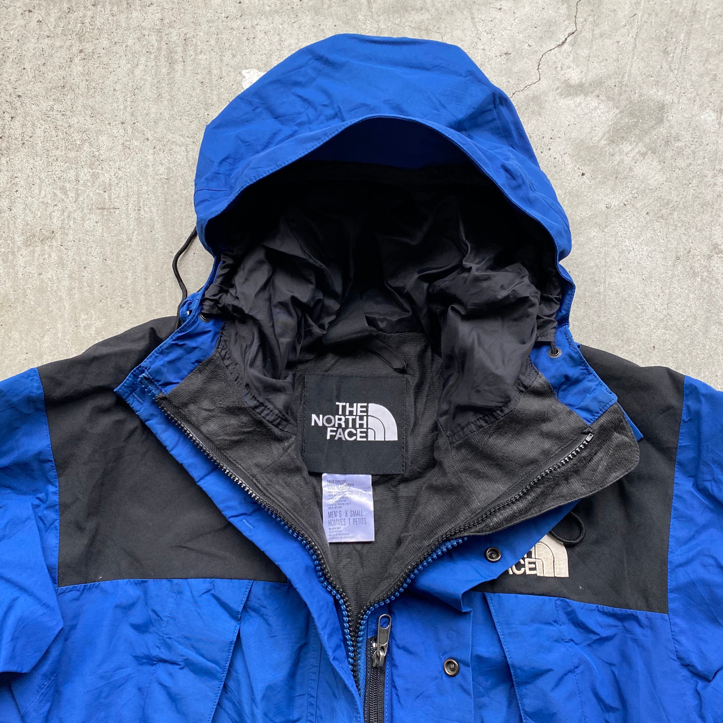 90年代 ビンテージ THE NORTH FACE ザ ノースフェイス マウンテンガイドジャケット マウンテンパーカー GORE-TEX ゴアテックス  メンズXS 着用感メンズS-M相当 ブルー 青色 90s ヴィンテージ 古着 【アウトドアジャケット】 | cave 古着屋【公式】古着通販サイト