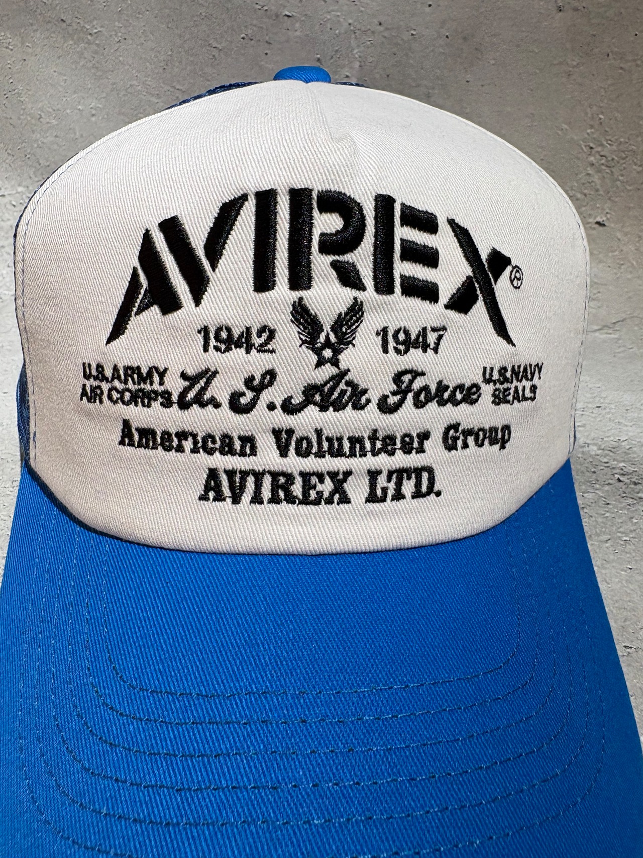 AVIREX / アヴィレックス MULTI LOGO MESH CAP  メッシュキャップ ブラック カモ ビックサイズ